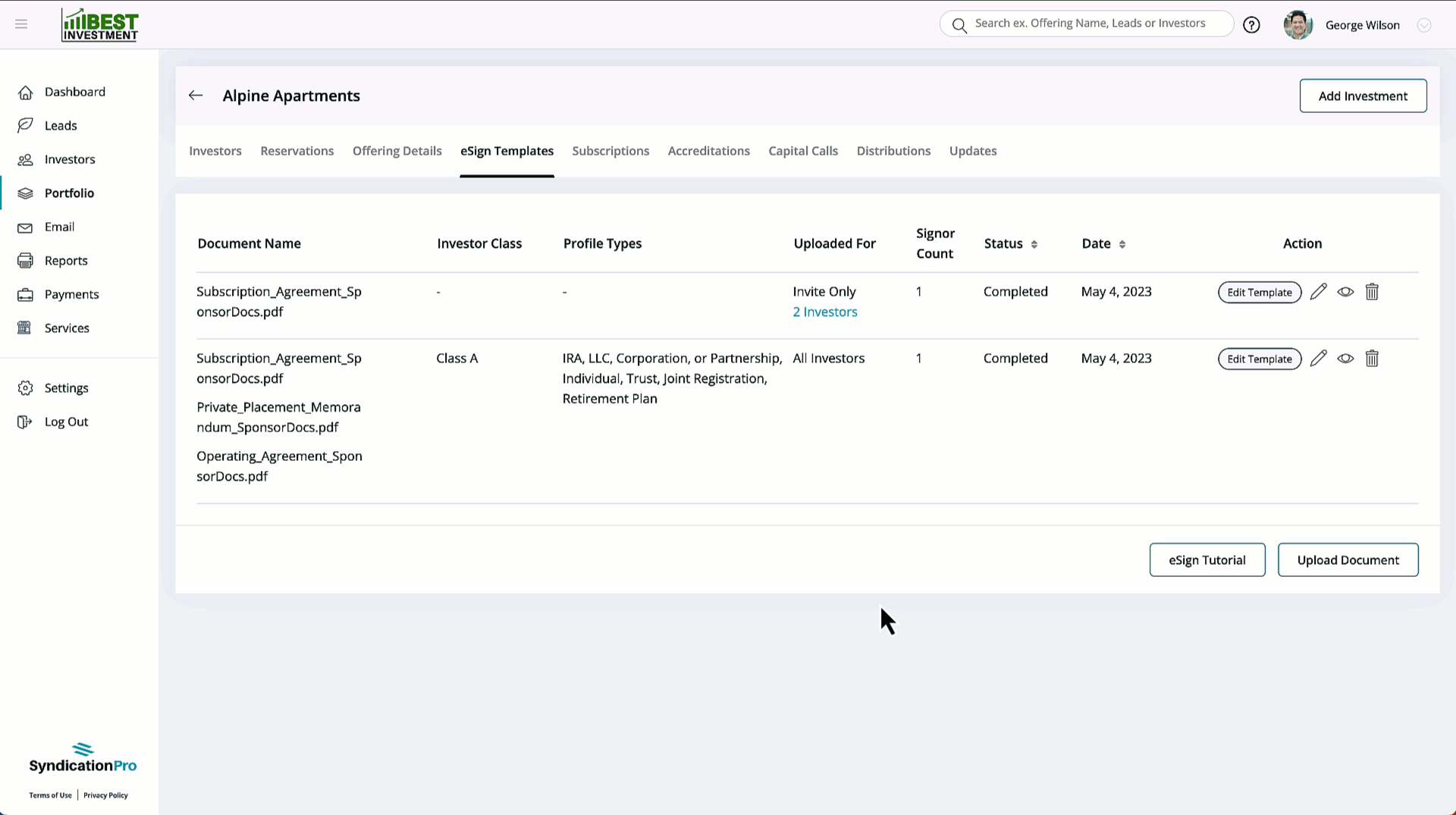 delete single file of multipe file esign template
